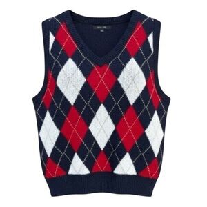 Love tree argyle sweater vest Red White Navy blue size large